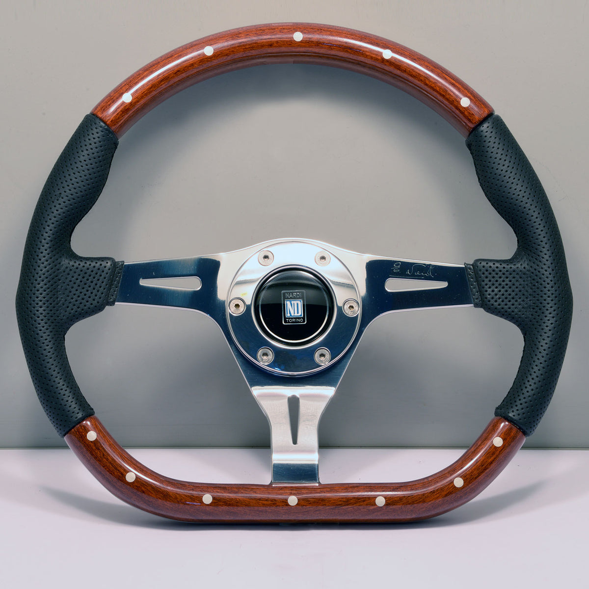 Nardi Kallista "Pagani Zonda" steering wheel, wood &amp; perforated leather, chrome spokes