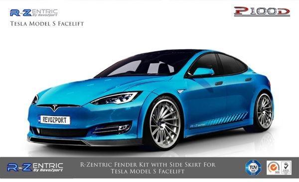 RevoZport Carbon Kotflügelerweiterungen für Tesla Model S Facelift "R-Zentric" Widebody inkl. Seitenschweller