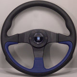 Nardi Challenge Lenkrad, Blau Leder, Schwarze Speichen, Schwarze Nähte, 45 mm Schüsselung, Durchmesser 35 cm - The Performance Shop | Your #1 Source for Performance Parts