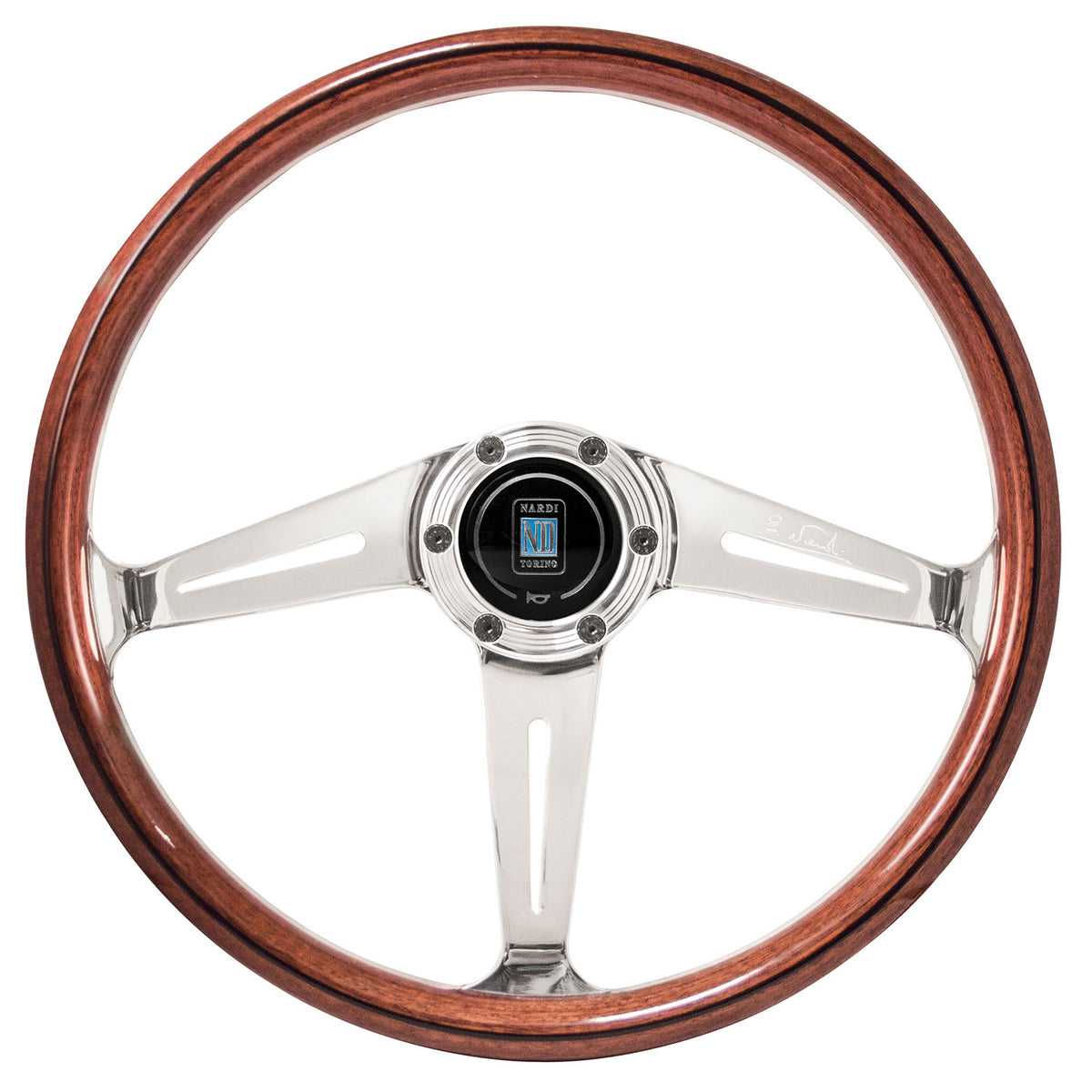 Nardi Classic ND36 "Side Spoke" Steering Wheel, Wood, Satin Spokes