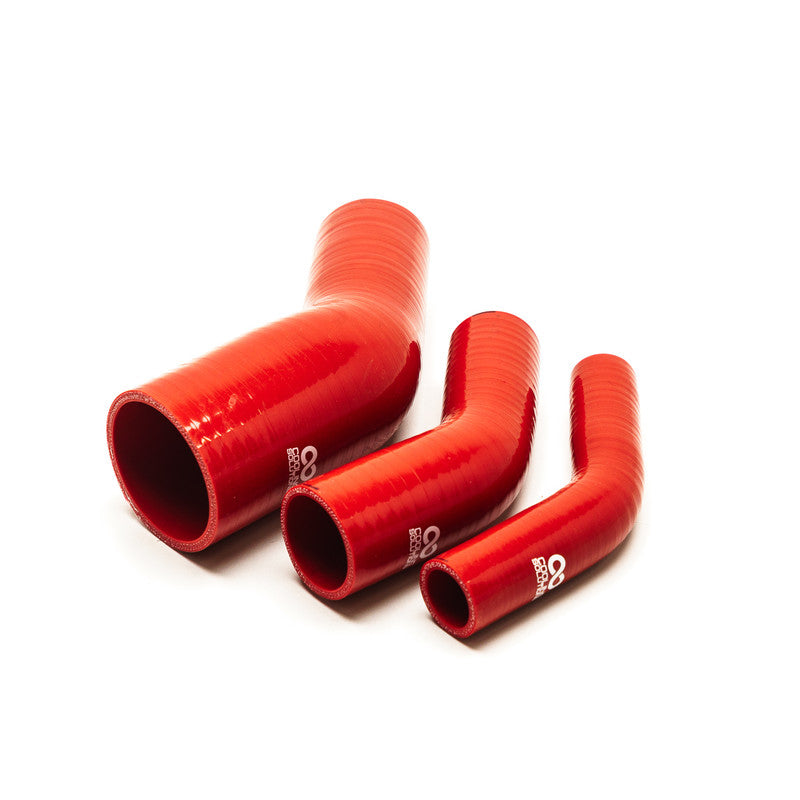 45°-Reduzierbogen – Ø70–63 mm, Länge 125 x 125 mm, dick. 5 mm, Rot