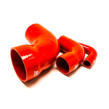 90°-Reduzierbogen – Ø35–25 mm, Länge 102 x 102 mm, dick. 4 mm, Rot