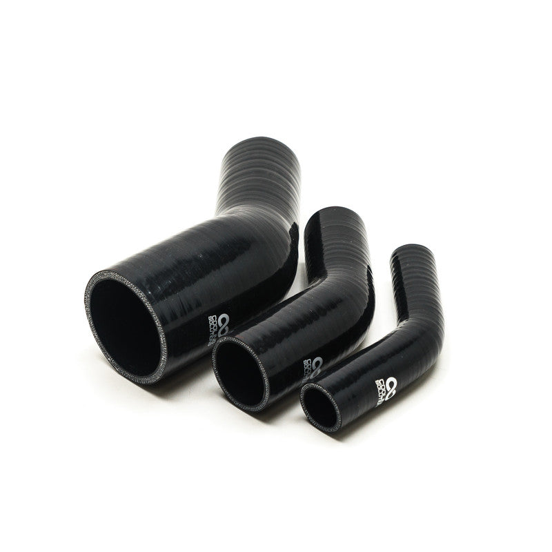 45°-Reduzierbogen – Ø45–32 mm, Länge 102 x 102 mm, dick. 4 mm, Schwarz